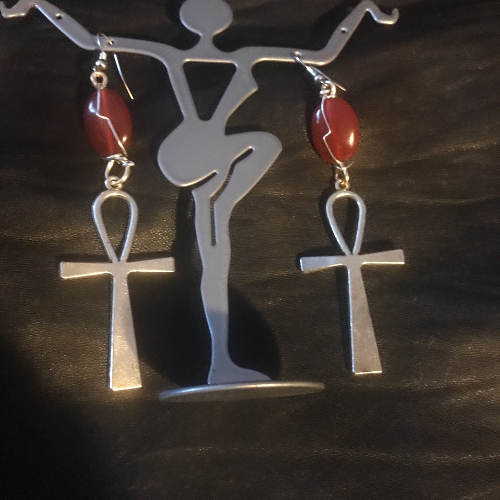 Ankh  n carnelian earring